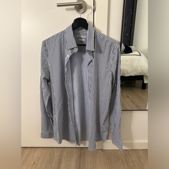 Zara Men’s medium blue striped button down shirt - Picture 1 of 3